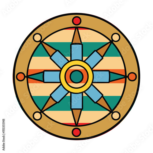 Dharma wheel vector art illustration   ,vintage t-shirt design art ,vector art