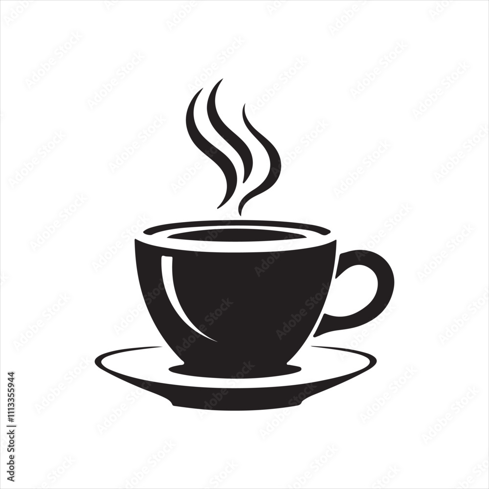 Fototapeta premium Coffee cup silhouette vector icon design whit a white background.