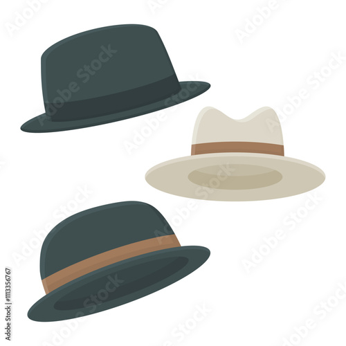 Head Accessories Classic Hat Design. Fashion Accessories Vector. Black and White Hat Design.
