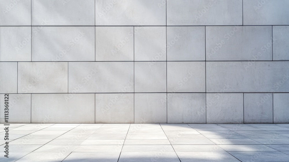 Modern Building Exterior Wall with Sunlit Floor Tiles: Clean Architectural Design Aesthetic Modern Building Exterior Wall with Sunlit Floor Tiles: Clean Architectural Design Aesthetic