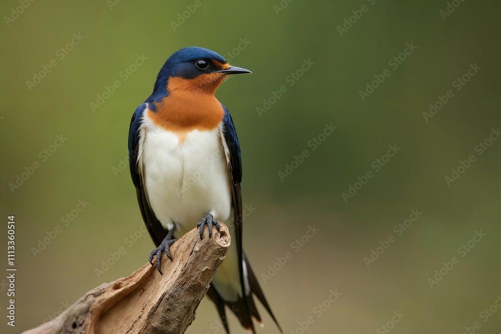 Majestic White-throated Swallow Perched on a Branch Majestic White-throated Swallow Perched on a Branch