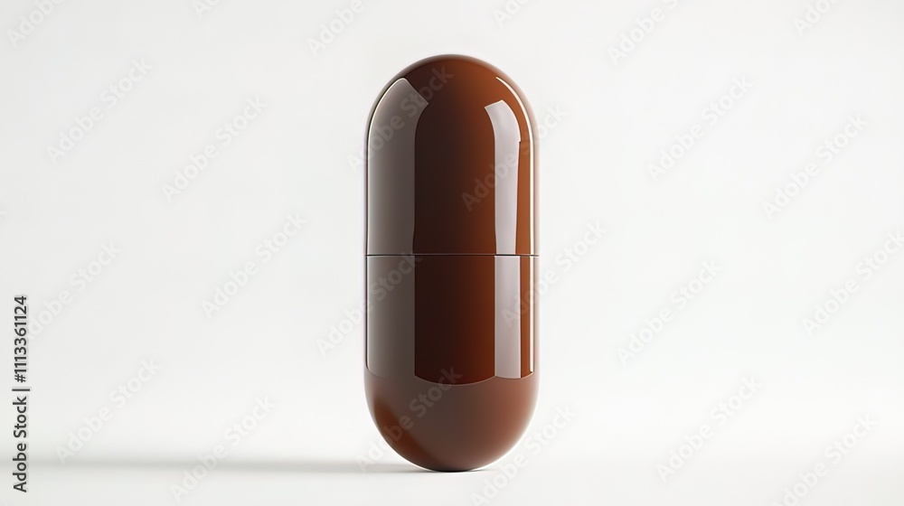Single Brown Capsule on a White Background Single Brown Capsule on a White Background