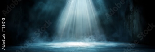 Mysterious Tunnel with Bright Light Creating a Dramatic and Eerie Atmosphere, Concrete Walls and Fog-Covered Floor Illuminated