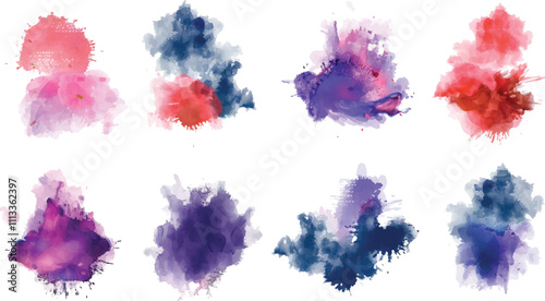 Set of watercolor circles brash multicolored. paint brush stroke isolated on transparent background