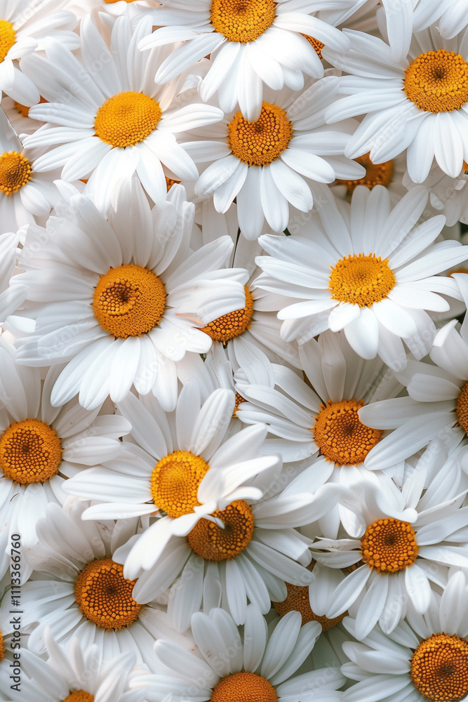 Obraz premium Large collection of chamomile daisy icons featuring white flowers and square designs