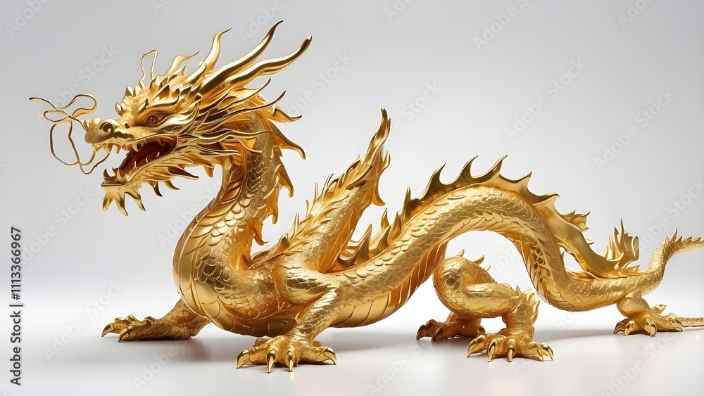 An single golden dragon from China on white. Isolated on white is a golden classic Chinese dragon. An single golden dragon from China on white. Isolated on white is a golden classic Chinese dragon.