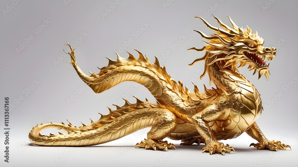 An single golden dragon from China on white. Isolated on white is a golden classic Chinese dragon. An single golden dragon from China on white. Isolated on white is a golden classic Chinese dragon.