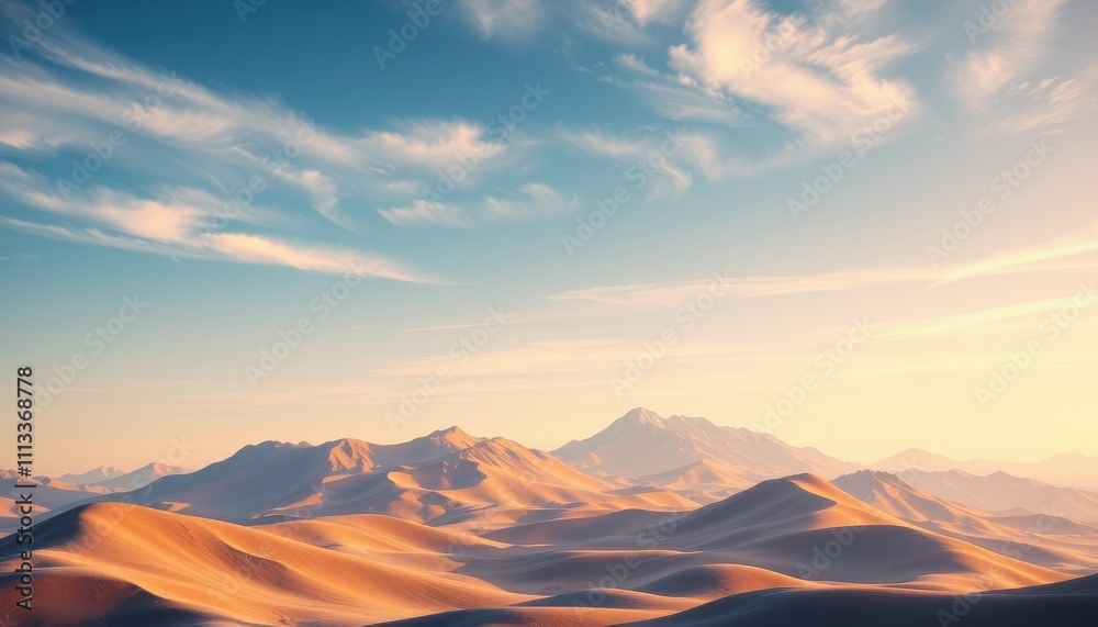 Naklejka premium Serene Desert Landscape Under a Vast Sky