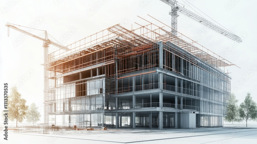 Modern Building Under Construction Architectural Design