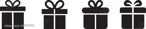 Gift box icons in Trendy Flat style. Gift boxes with ribbon icons Set. Gift box flat line silhouette set.
