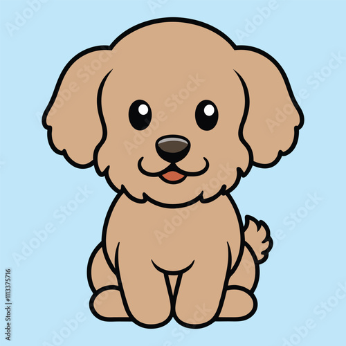 Cute Baby Schnoodle Dog Sitting Clipart Illustration 