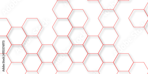 abstract geometric red texture background red hexagon 3D background texture. 3d rendering illustration. Clear pattern abstract background hexagon .Futuristic abstract banner.	
