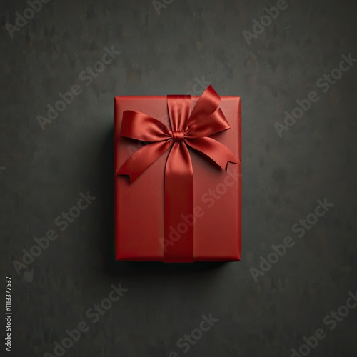 Red gift box cutout isolated on a clear background