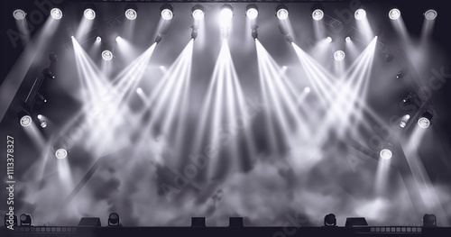 Stage Lighting Design Bright Spotlights, Smoky Haze, Concert Venue