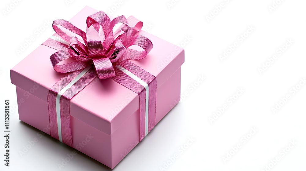 Obraz premium Pink Gift Box with Ribbon Bow Present Birthday Celebration Surprise