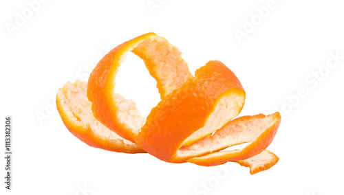 Orange peel isolated on white background, transparent