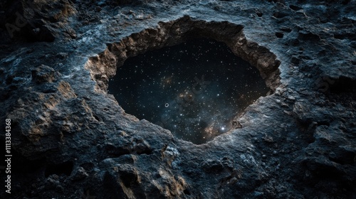 Wallpaper Mural Cosmic Rock Formation Starry Sky Through Craters Hole Torontodigital.ca