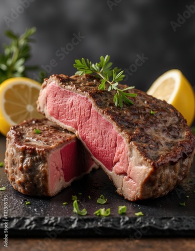 Grilled Steak Slices with Lemon and Herbs