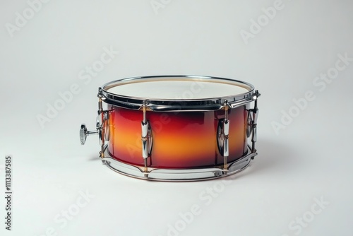 Red and orange snare drum on white background.