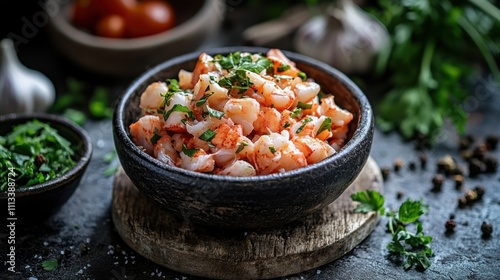 Delicious Shrimp Appetizer Garlic, Parsley, and Pepper Seasoning photo