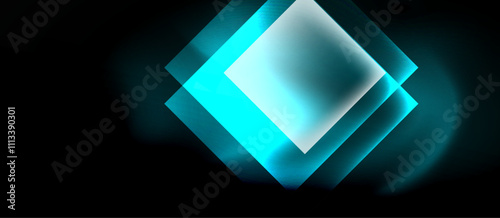Dark neon colors with glass square shapes