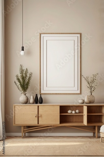 Elegant Mockup Frame in a Cozy Scandinavian-Style Living Room photo