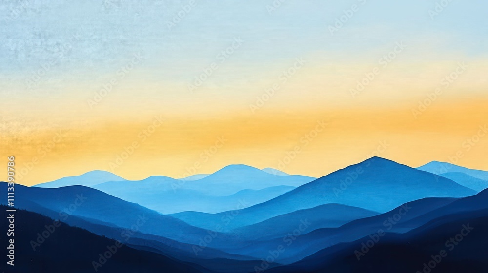 A twilight sky transitioning between blue and gold tones over the mountains of Patagonia, Argentina A twilight sky transitioning between blue and gold tones over the mountains of Patagonia, Argentina