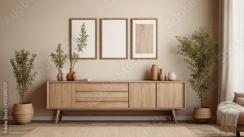 Elegant Mockup Frame in a Cozy Scandinavian-Style Living Room photo