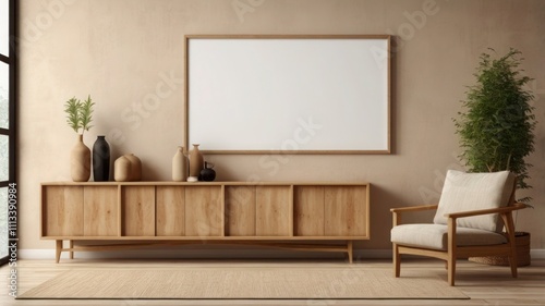 Elegant Mockup Frame in a Cozy Scandinavian-Style Living Room photo