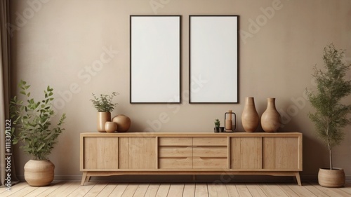 Elegant Mockup Frame in a Cozy Scandinavian-Style Living Room photo