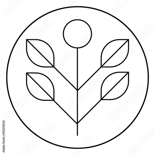 botanical icon flower with flower and leaves. PNG ison flower ready to use