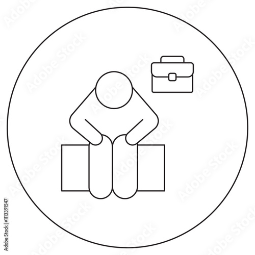 Unemployment Icon, Exploring the Causes and Solutions for Unemployment, The Impact of Unemployment on Economic Stability icon, Vecor