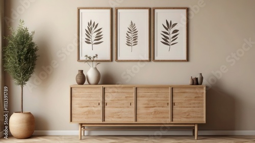 Elegant Mockup Frame in a Cozy Scandinavian-Style Living Room photo