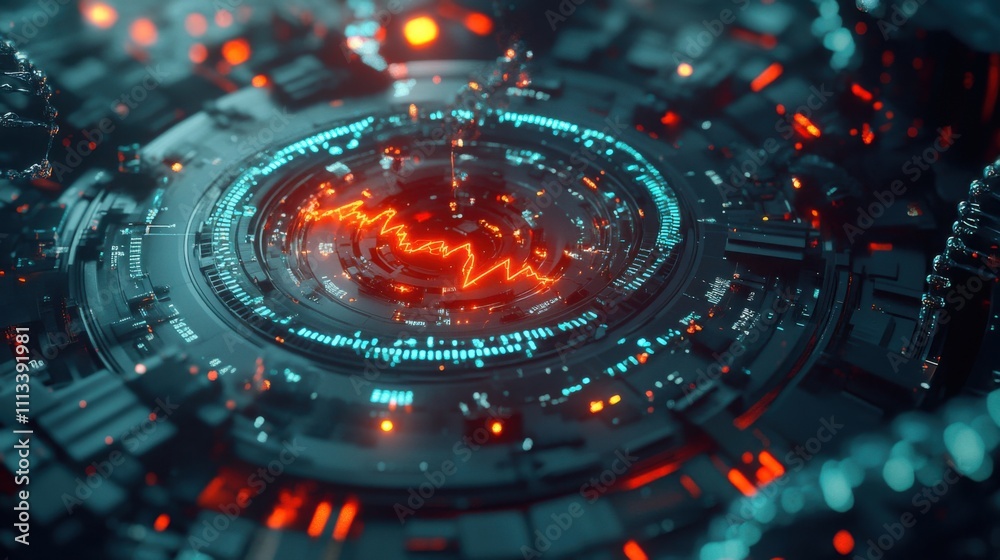 Futuristic Circuit Board Design with Bright Neon Elements and Patterns Futuristic Circuit Board Design with Bright Neon Elements and Patterns
