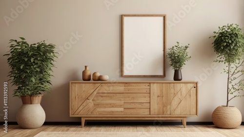 Elegant Mockup Frame in a Cozy Scandinavian-Style Living Room photo