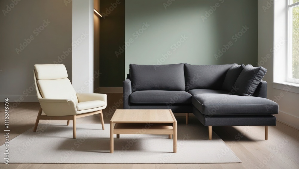 Elegant Mockup Frame in a Cozy Scandinavian-Style Living Room Elegant Mockup Frame in a Cozy Scandinavian-Style Living Room