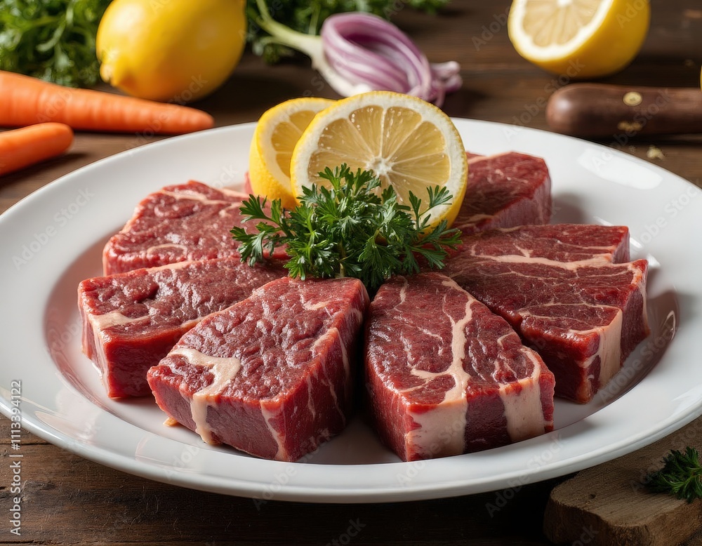Raw Beef Steaks with Lemon and Herbs
Raw Beef Steaks with Lemon and Herbs