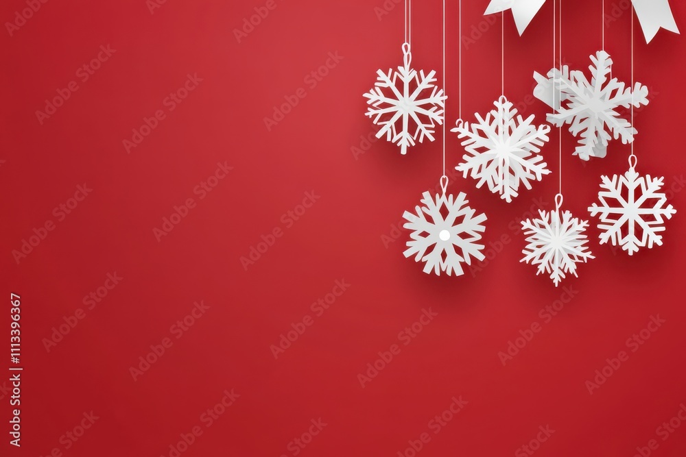 Christmas Snowflakes on Red Background Christmas Snowflakes on Red Background