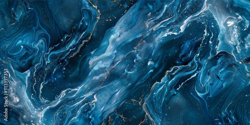 Wallpaper Mural Abstract blue marble swirl with intricate patterns and fluid textures, evoking the beauty of natural stone and artistic creativity. Torontodigital.ca
