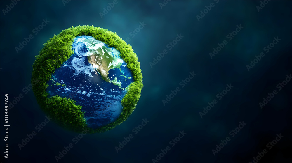 Green planet symbolizing eco-friendly future. Green planet symbolizing eco-friendly future.