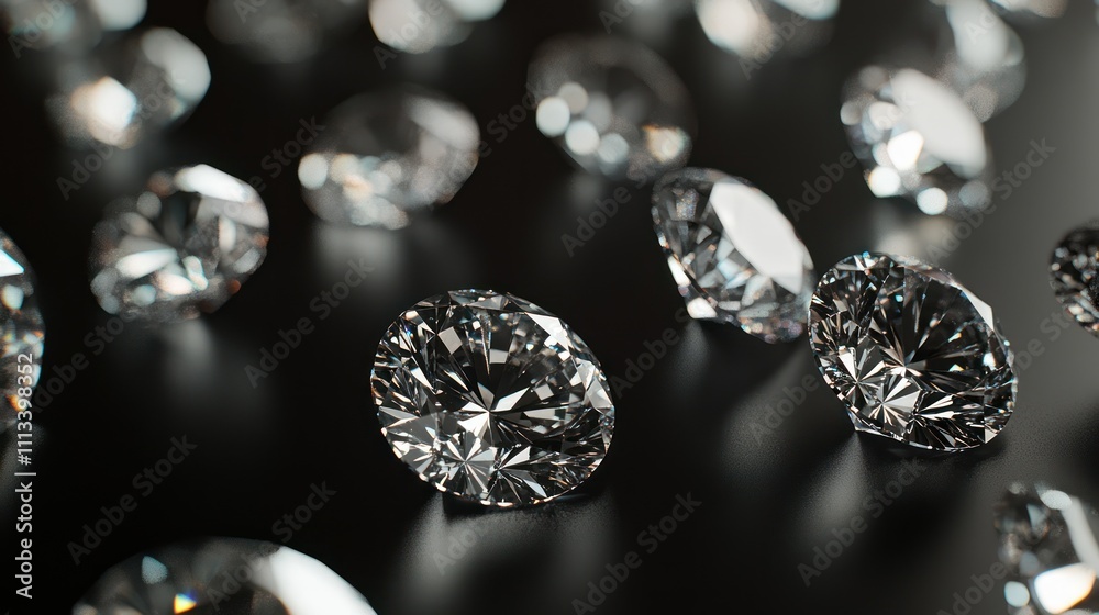 Sparkling Diamonds on Black Background Sparkling Diamonds on Black Background