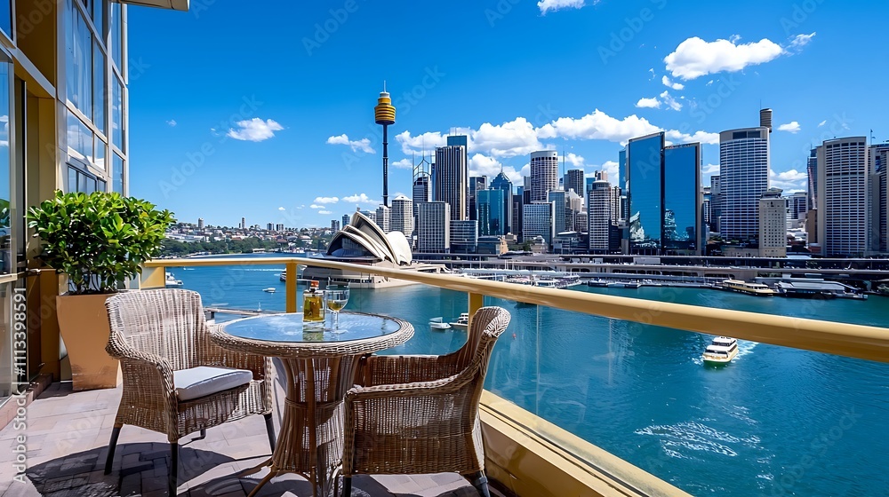 Sydney Harbour Luxury Balcony View Cityscape Opera House Boats Sydney Harbour Luxury Balcony View Cityscape Opera House Boats
