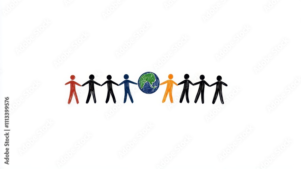 Unity in diversity people holding hands around the earth global community graphic art digital environment bird's eye view Unity in diversity people holding hands around the earth global community graphic art digital environment bird's eye view