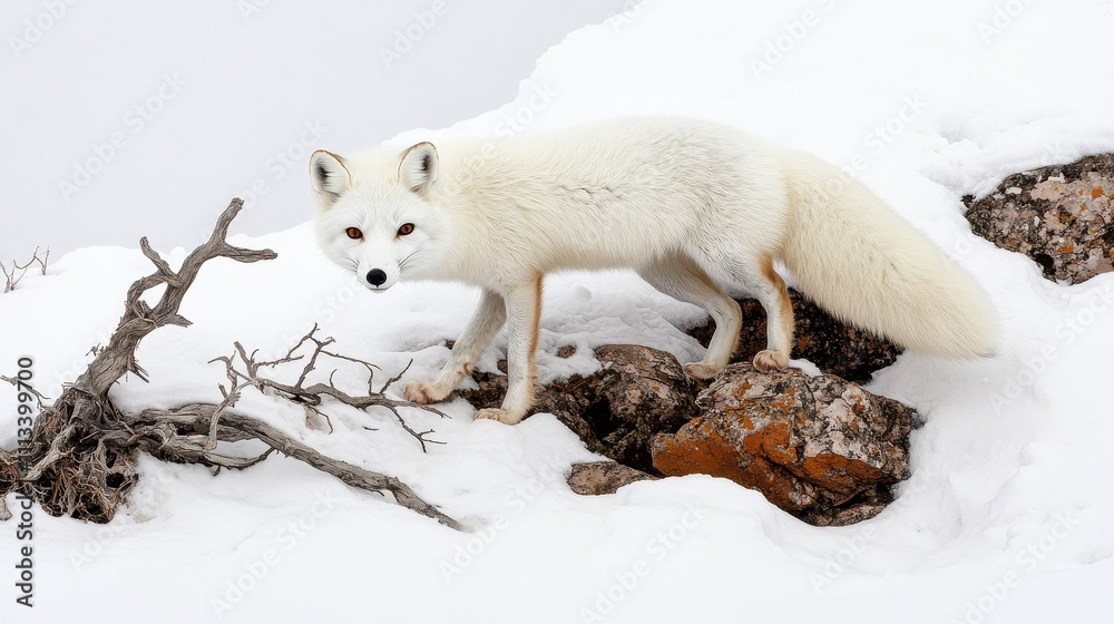 Arctic foxes in winter wonderland snowy landscape wildlife photography cold environment close-up perspective nature's beauty Arctic foxes in winter wonderland snowy landscape wildlife photography cold environment close-up perspective nature's beauty