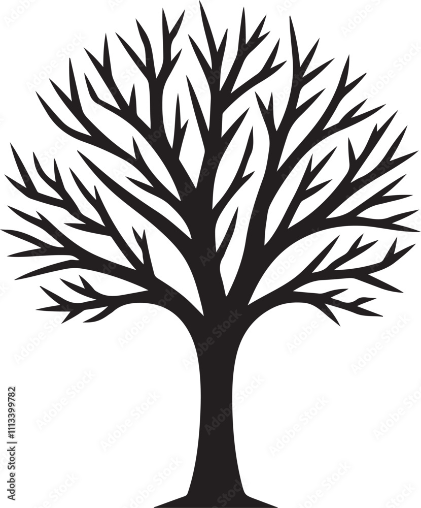 Obraz premium Bare tree silhouette vector design perfect for nature-themed projects.