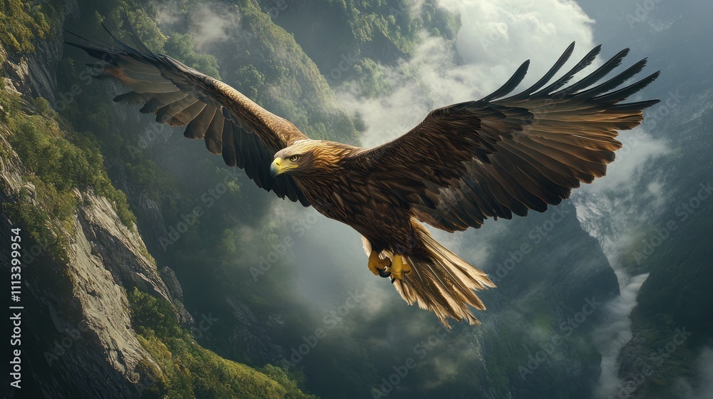 Golden Eagle Soaring Through Mountains Golden Eagle Soaring Through Mountains