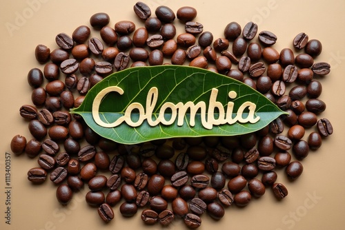 Coffee Beans Sourced from Colombia, Rich Aroma Concept. Generative AI