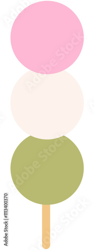Dango cartoon, traditional Japanese sweets transparent on background.