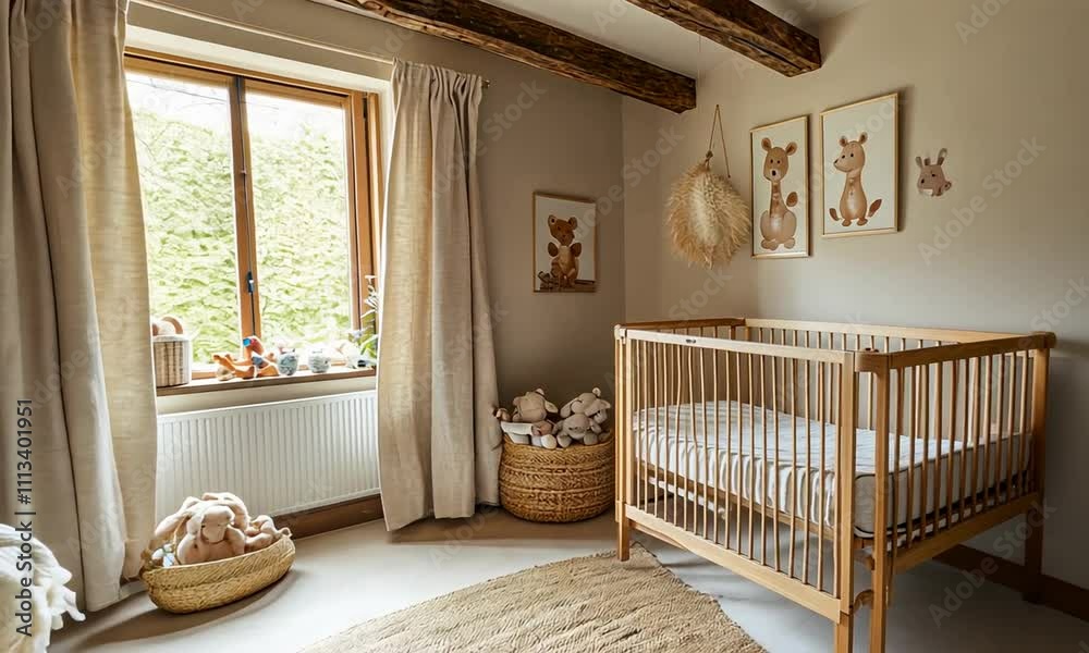 A cozy nursery featuring a crib, rocking chair, and soft decor for a welcoming atmosphere. A cozy nursery featuring a crib, rocking chair, and soft decor for a welcoming atmosphere.
