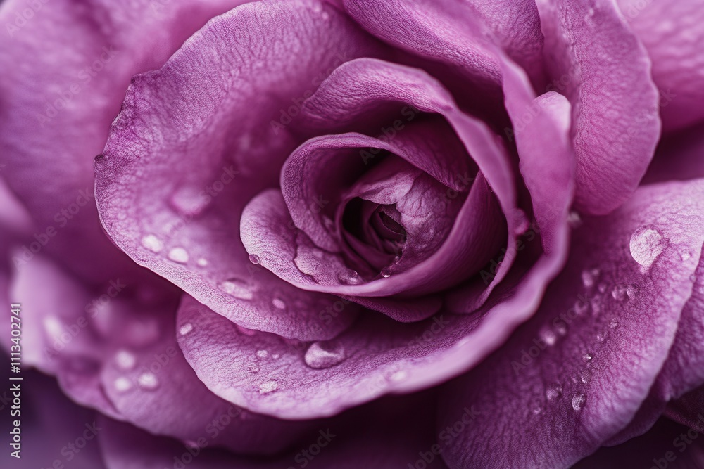 Close-up of a purple rose with water droplets. Close-up of a purple rose with water droplets.